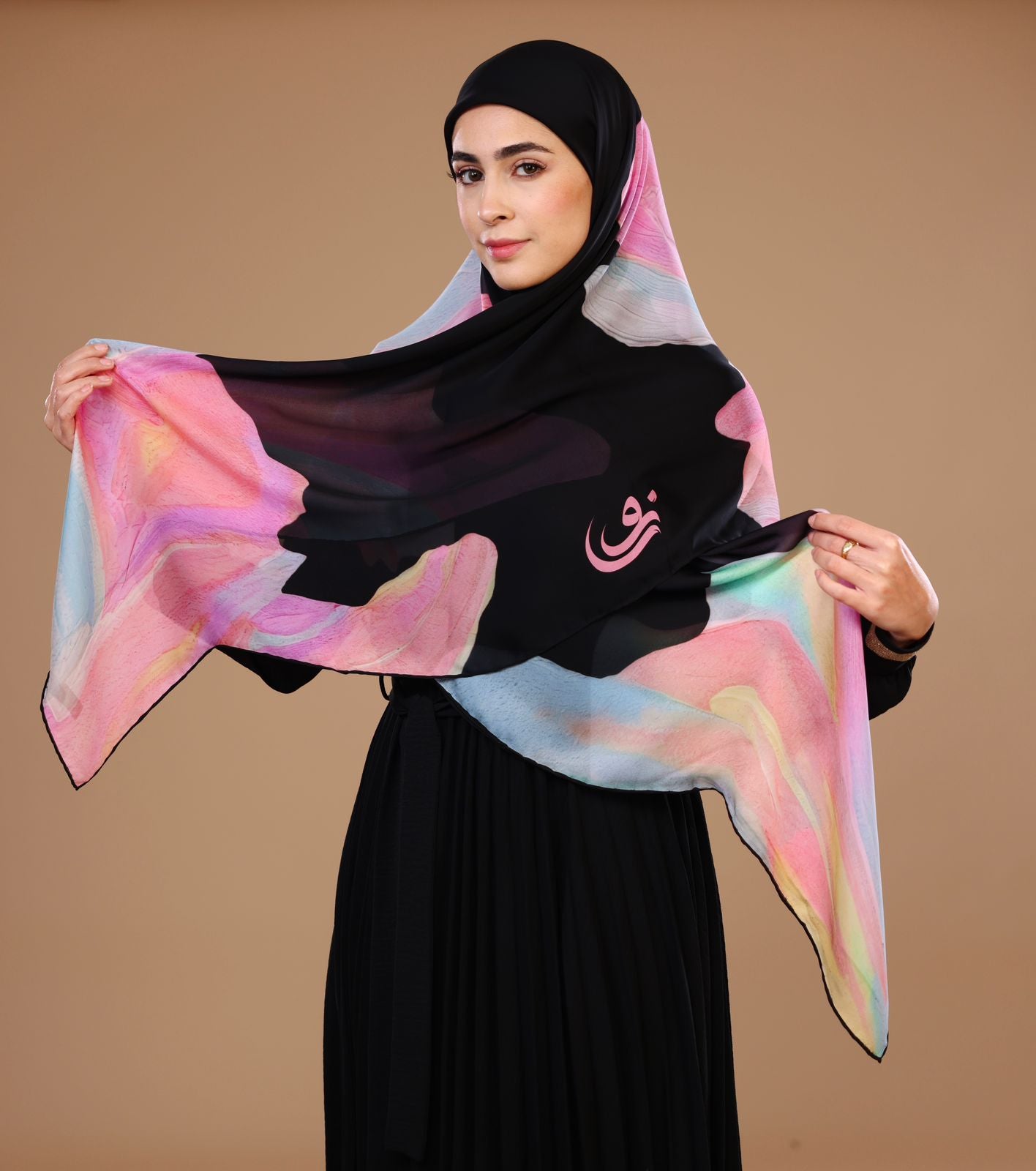 Midnight Bloom Silk Hijab
