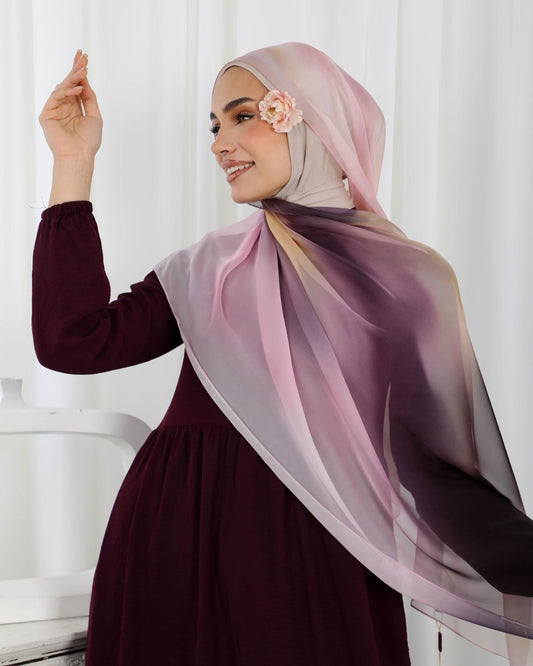 Lumere Mauve Chiffon Silk Shawl