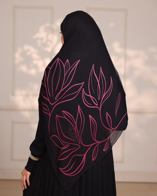 Pink Noir Charm Silk Hijab