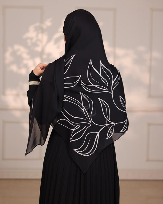 Cream Noir Silk Hijab
