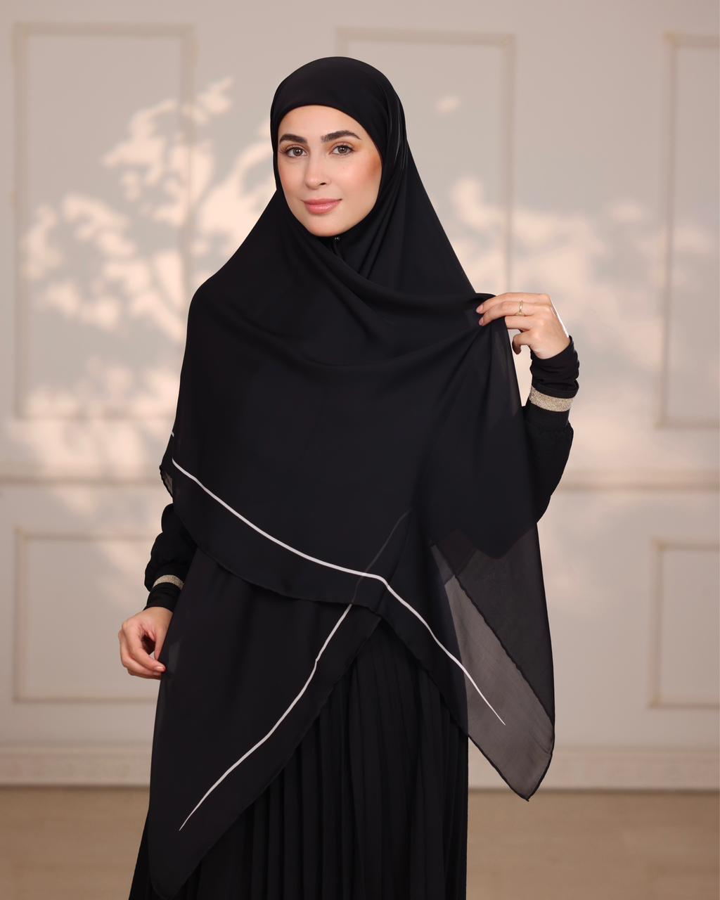 Cream Noir Silk Hijab