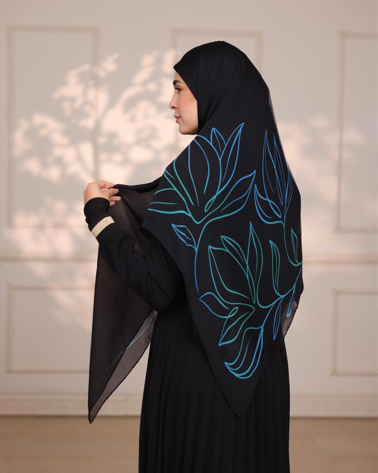 Green Blue Charm Silk Hijab