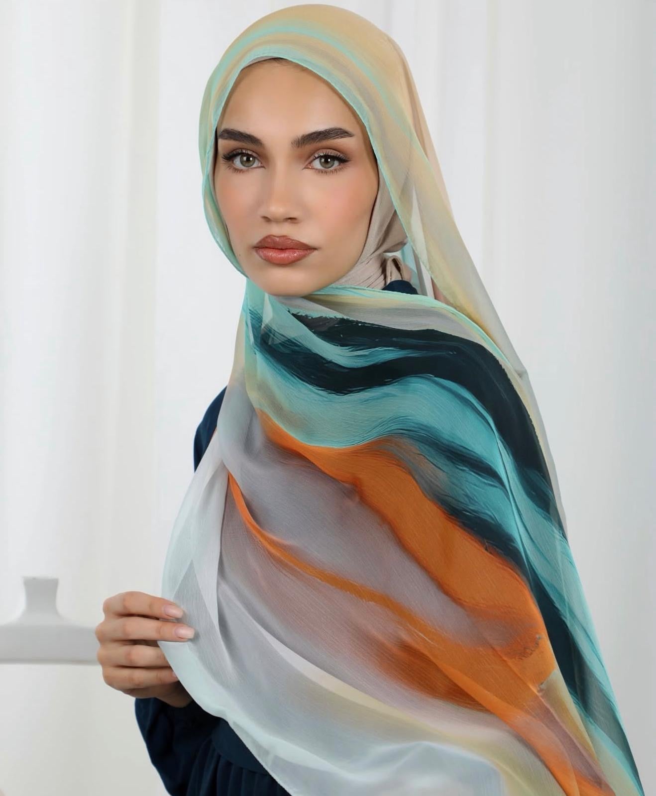 Lumere Turquoise Chiifon Silk Shawl